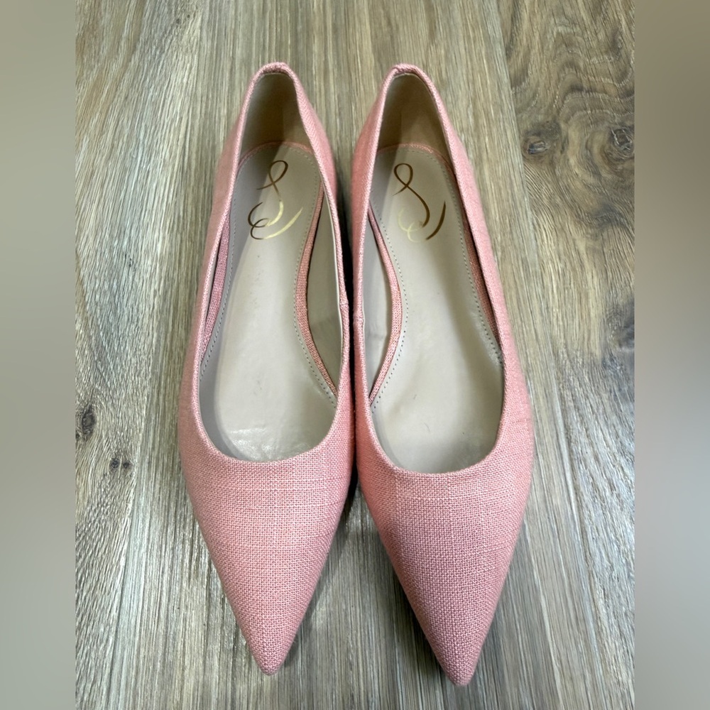 Sam Edelman Pink Linen Pointed-Toe Flats Size 7.5